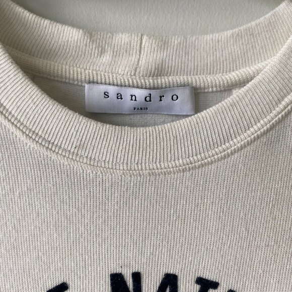 White & Navy Sandro Marine Nationale Sweater - Picture 3 of 4